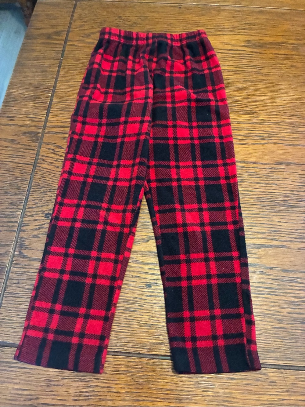 Kids Red and Black Plaid Fleece Pajama Pants